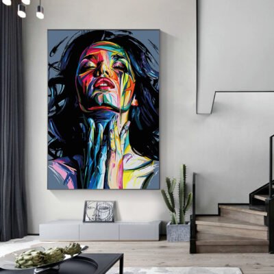 Modern Abstract Color Splash Portrait Wall Art Fine Art Canvas Prints For Living Room