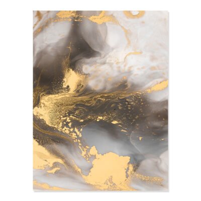 Modern Abstract Grey Beige Golden Marble Effect Wall Art Fine Art Canvas Prints