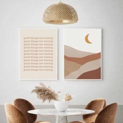 Modern Abstract Landscape Wall Art Neutral Colors Pictures For Minimalist Living Room Decor