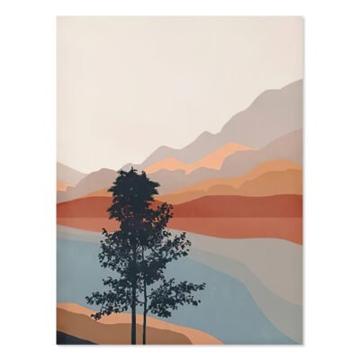 Modern Abstract Sunset Mountain Landscape Wall Art Pictures For Living Room Home Decor