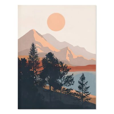 Modern Abstract Sunset Mountain Landscape Wall Art Pictures For Living Room Home Decor