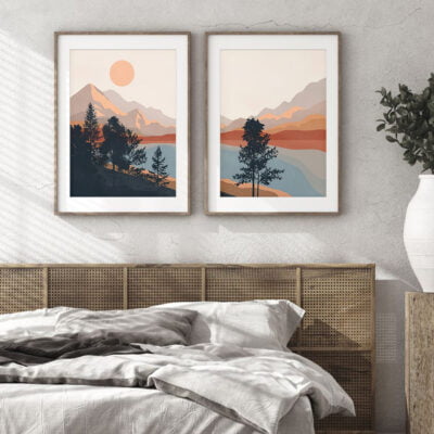 Modern Abstract Sunset Mountain Landscape Wall Art Pictures For Living Room Home Decor