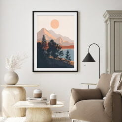 Modern Abstract Sunset Mountain Landscape Wall Art Pictures For Living Room Home Decor