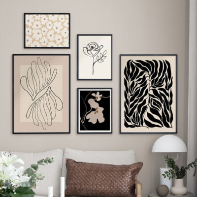 Modern Bohemian Minimalist Botanical Gallery Wall Art Pictures For Living Room Decor