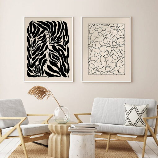 Modern Bohemian Minimalist Botanical Gallery Wall Art Pictures For Living Room Decor
