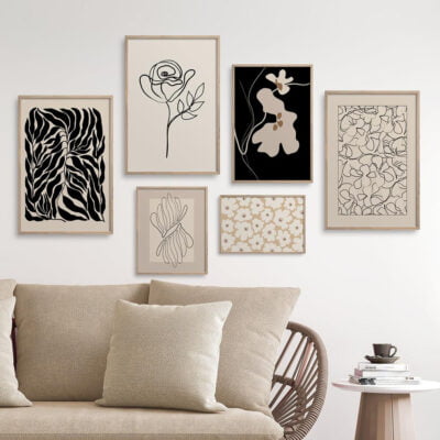 Modern Bohemian Minimalist Botanical Gallery Wall Art Pictures For Living Room Decor