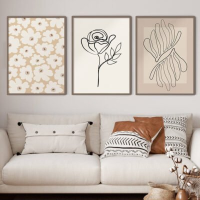 Modern Bohemian Minimalist Botanical Gallery Wall Art Pictures For Living Room Decor