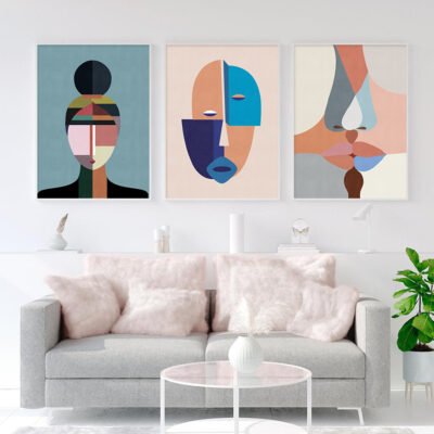 Modern Colorful Abstract Portrait Wall Art Pictures For Living Room Home Office Decor