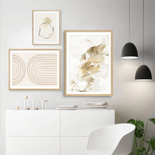 Modern Minimalist Bohemian Abstract Gallery Wall Art Neutral Colors Living Room Decor