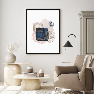 Modern Minimalist Nordic Wall Art Blue Pink Beige Pictures For Living Room Office Decor