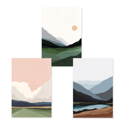 Mountain Landscape Abstract Minimalist Wall Art Pictures For Modern Living Room Decor