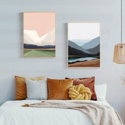 Mountain Landscape Abstract Minimalist Wall Art Pictures For Modern Living Room Decor