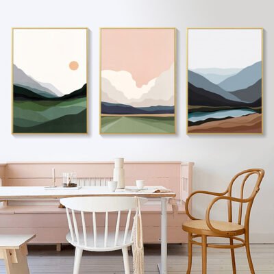 Mountain Landscape Abstract Minimalist Wall Art Pictures For Modern Living Room Decor