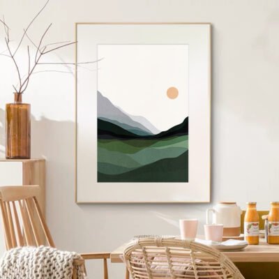 Mountain Landscape Abstract Minimalist Wall Art Pictures For Modern Living Room Decor