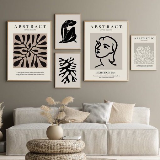 Neutral Colors Contemporary Abstract Gallery Wall Art Pictures For Living Room Bedroom Art Decor