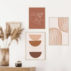 Neutral Colors Modern Abstract Minimalist Geometric Gallery Wall Art For Living Room