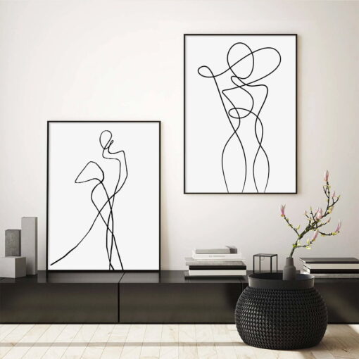 Neutral Colors Modern Abstract Minimalist Geometric Gallery Wall Art For Living Room