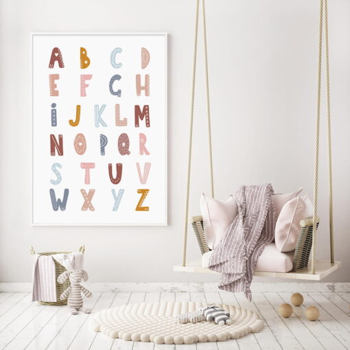 Rainbow Sunshine Alphabet Nursery Wall Art Posters Cute Pictures For Children's Room Decor