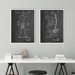 Vintage Chemistry Apparatus Chalkboard Blueprint Wall Art Pictures For Home Office Study