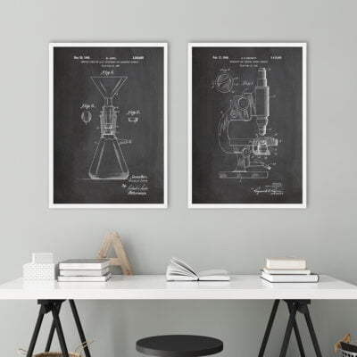 Vintage Chemistry Apparatus Chalkboard Blueprint Wall Art Pictures For Home Office Study