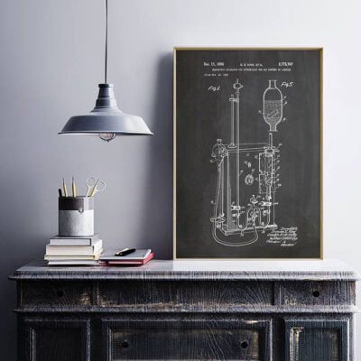 Vintage Chemistry Apparatus Chalkboard Blueprint Wall Art Pictures For Home Office Study