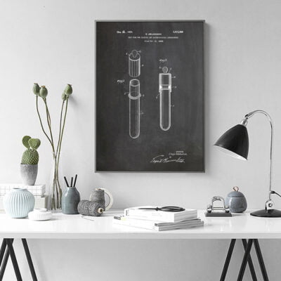 Vintage Chemistry Apparatus Chalkboard Blueprint Wall Art Pictures For Home Office Study