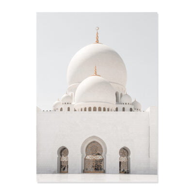 White Rose Gold Arch Mosque Architecture Minimalist Islamic Wall Art Decor For Living Room Decor