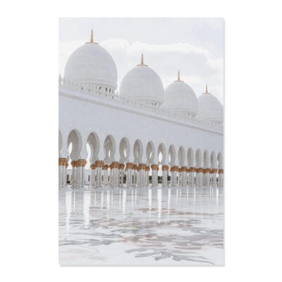 White Rose Gold Arch Mosque Architecture Minimalist Islamic Wall Art Decor For Living Room Decor