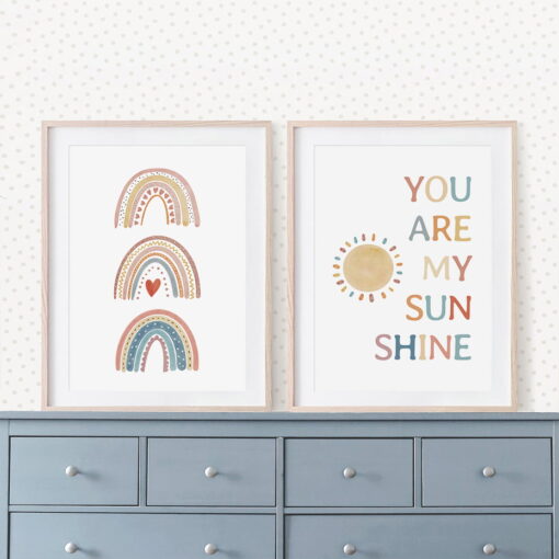 You Are My Sunshine Cute Rainbow Kids Room Wall Decor For Baby's Room Nursery Decor