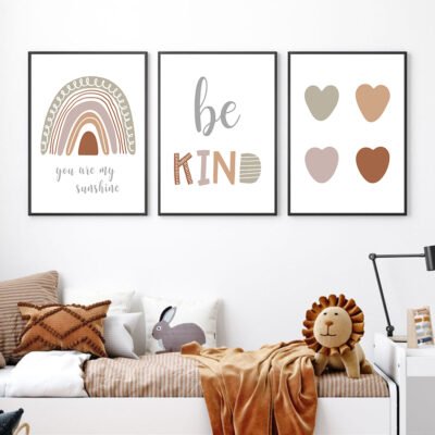 You Are My Sunshine Cute Rainbow Kids Wall Decor Pictures For Nursery Room Decoration