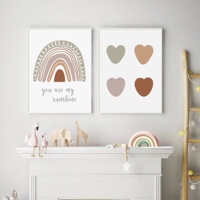 You Are My Sunshine Cute Rainbow Kids Wall Decor Pictures For Nursery Room Decoration