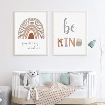 You Are My Sunshine Cute Rainbow Kids Wall Decor Pictures For Nursery Room Decoration