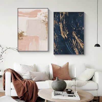Modern Abstract Thick Oil Brush Beige Blush Wall Art Fine Art Canvas Prints For Living Room