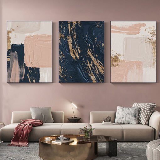 Modern Abstract Thick Oil Brush Beige Blush Wall Art Fine Art Canvas Prints For Living Room