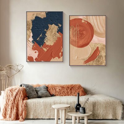 Modern Abstract Thick Oil Brush Beige Blush Wall Art Fine Art Canvas Prints For Living Room