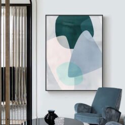 Modern Abstract Pastel Shades Of Blue Geometric Wall Art Pictures For Living Room Decor