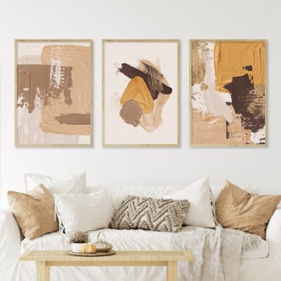 Modern Abstract Thick Oil Brush Beige Blush Wall Art Fine Art Canvas Prints For Living Room