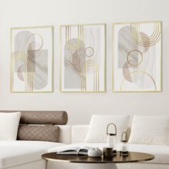 Abstract Geometric Marble Color Block Wall Art Pictures For Modern Apartment Living Room