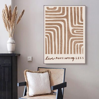 Abstract Shades Of Beige Geometric Wall Art Pictures For Modern Apartment Living Room Decor