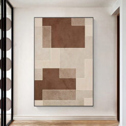 Abstract Shades Of Beige Geometric Wall Art Pictures For Modern Apartment Living Room Decor