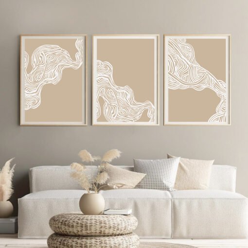 Beige Bohemia Minimalist Wall Art Abstract Pictures Living Room Bedroom Modern Home Decor