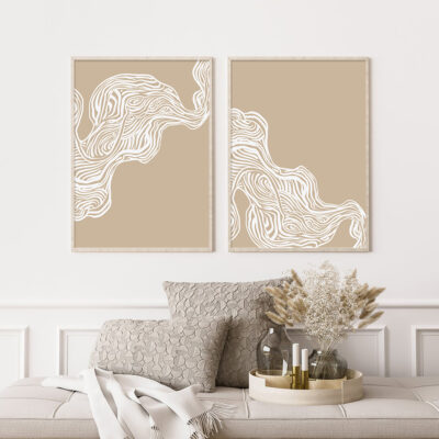 Beige Bohemia Minimalist Wall Art Abstract Pictures Living Room Bedroom Modern Home Decor