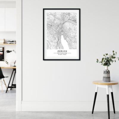 Black White Zurich City Map Wall Art Fine Art Canvas Print Lisbon City Map Posters For Home Office