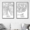 Black White Zurich City Map Wall Art Fine Art Canvas Print Lisbon City Map Posters For Home Office