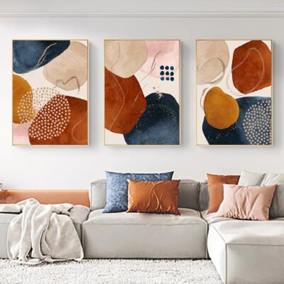 Bold Abstract Nordic Geomorphic Wall Art Centrepiece Pictures For Modern Living Room Decor