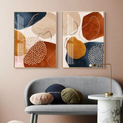 Bold Abstract Nordic Geomorphic Wall Art Centrepiece Pictures For Modern Living Room Decor