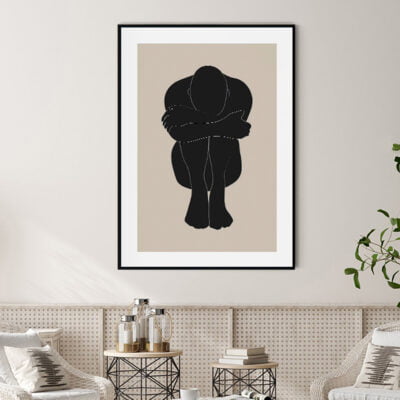 Bold Black Brown Beige Abstract Minimalist Wall Art Modern Figure Art Gallery Wall Decor