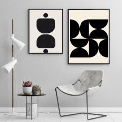 Bold Black White Abstract Minimalist Wall Decor Modern Art For Contemporary Living Room Decor