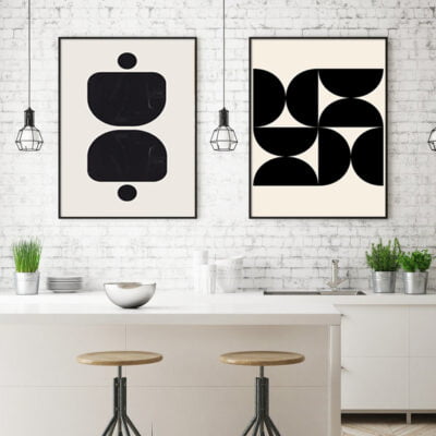 Bold Black White Abstract Minimalist Wall Decor Modern Art For Contemporary Living Room Decor