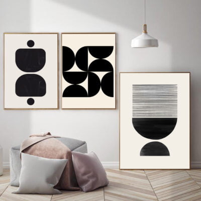 Bold Black White Abstract Minimalist Wall Decor Modern Art For Contemporary Living Room Decor